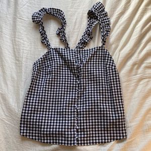 Madewell gingham tank top ruffle straps